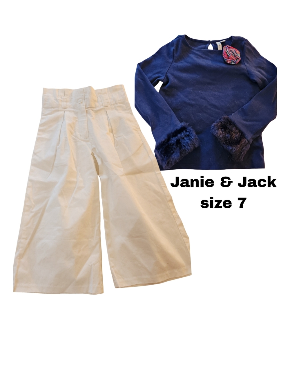 Janie & Jack Size 7 White Dress Pants And Top